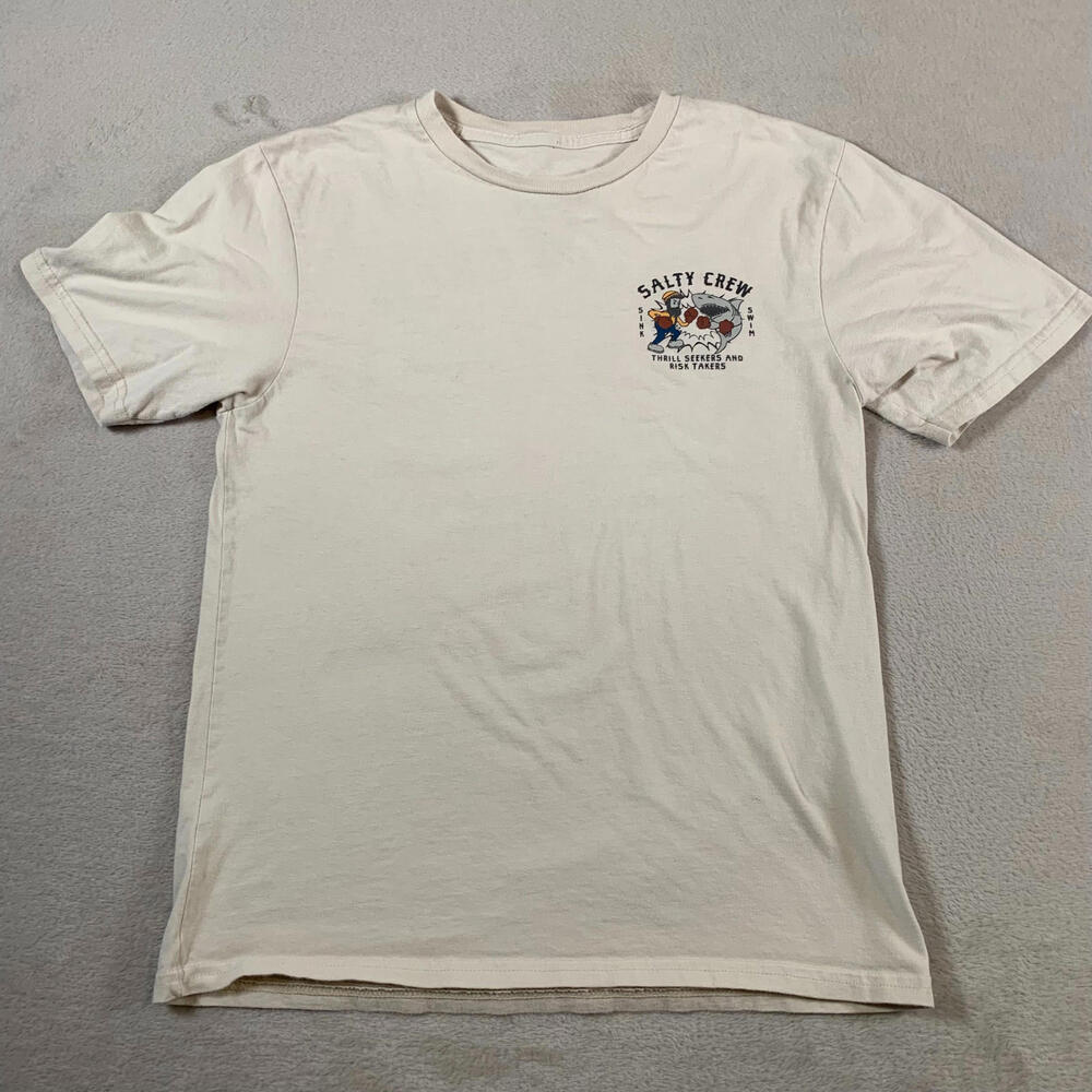 Salty Crew Shirt Mens Small (Tag L) Thrill Seekers Risk Takers‎ Shark Boxing Tee
